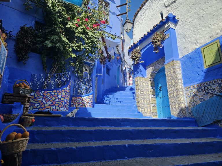 Blue painted stairs of Chefchaouen