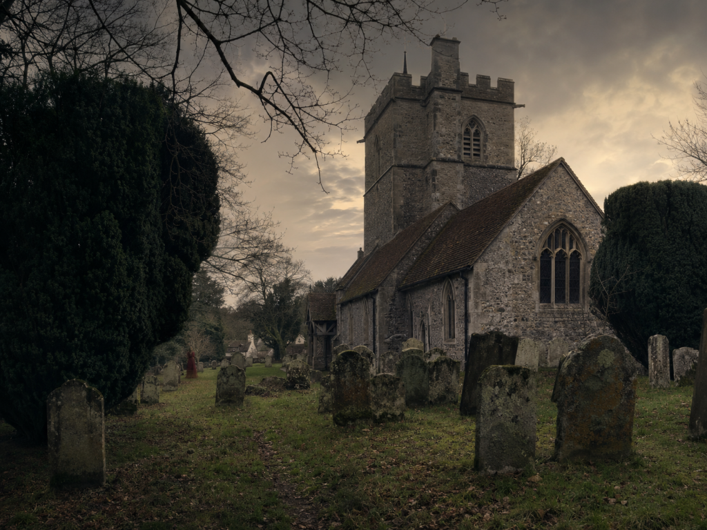 St Nicholas Church and churchyard in Pluckley, Kent